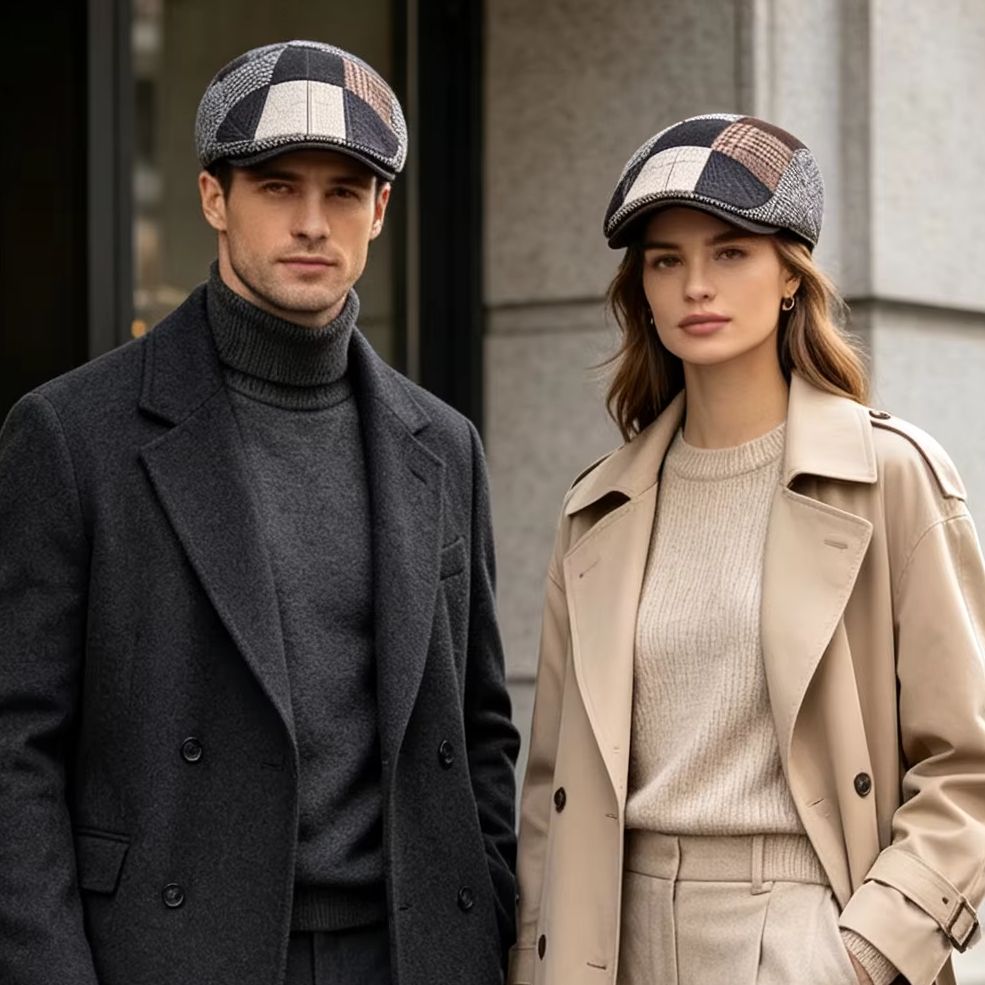 Newsboy Cap Ivy - High-End Klasik erkek Patchwork Gazeteci Şapkası