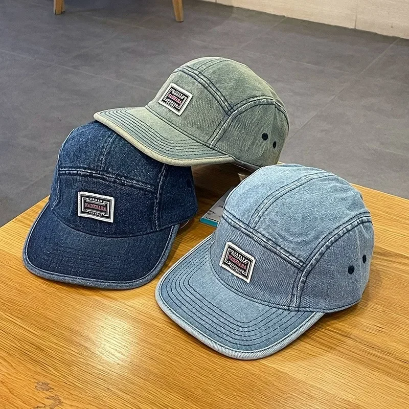 Corduroy Cap 5 Panel - Vintage Düz Kenarlı Denim Beyzbol Şapkaları