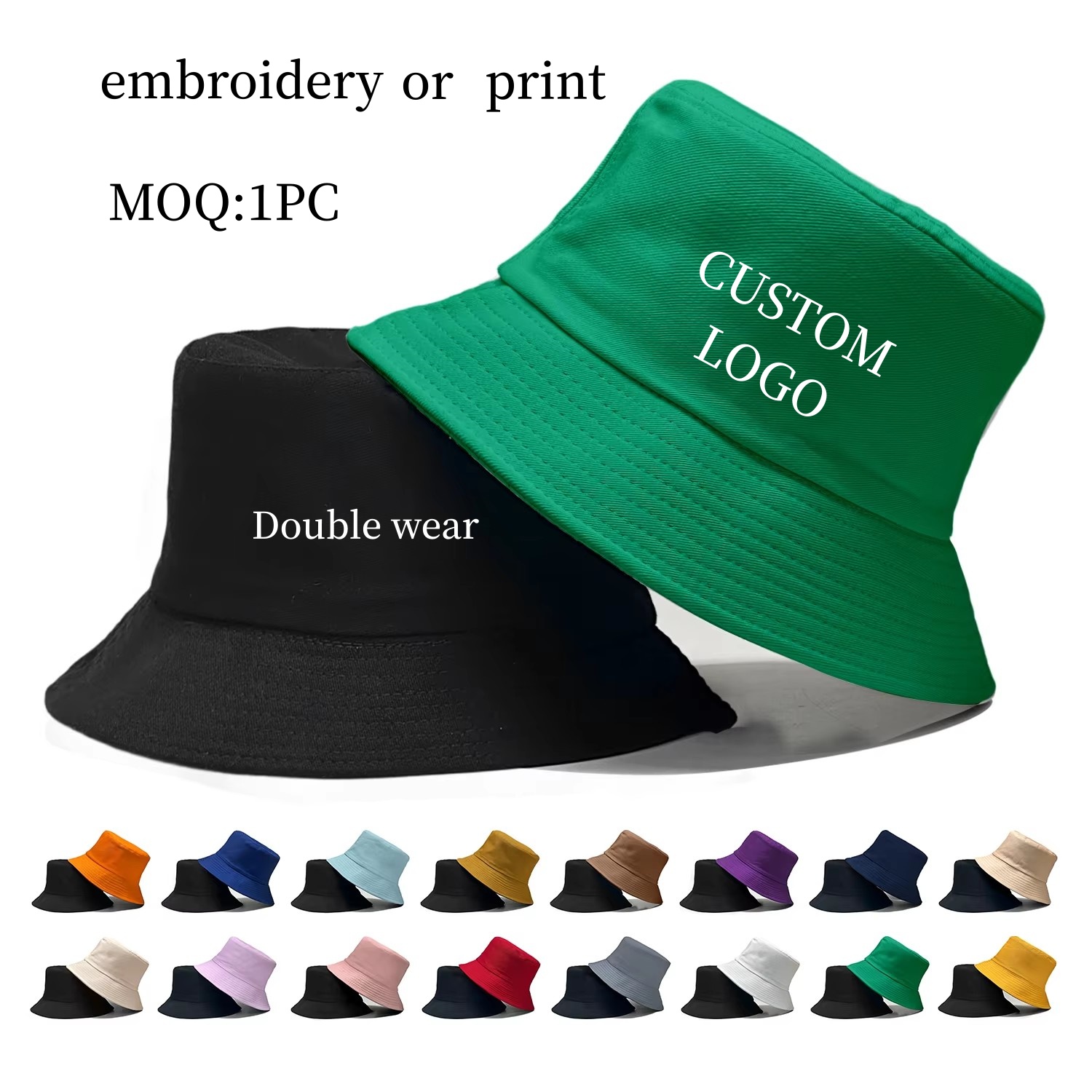 Bucket Hat Cotton - Özel Logolu Çift Taraflı Balıkçı Şapkası